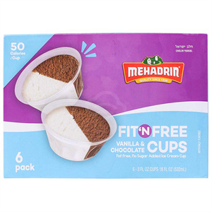 Mehadrin Fit N'free Ice Cream Cups Vanilla Choc, 6 Pk