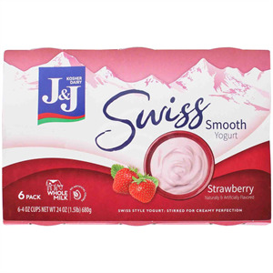 J&J Swiss Yogurt 6 Pk Strawberry, 26.4 Oz