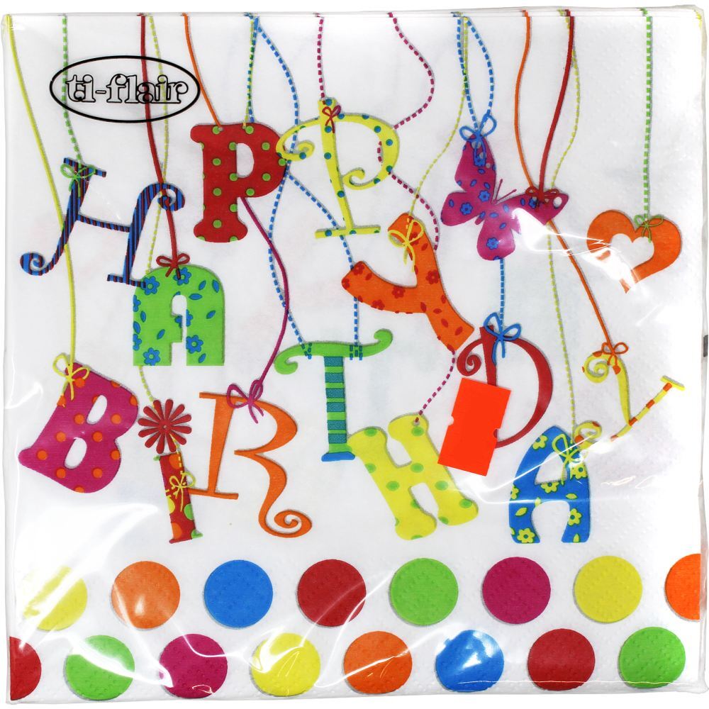 Ti-Flair Happy Birthday Napkins, 20 Pc