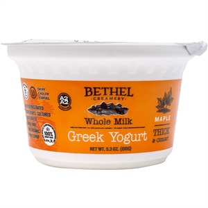 Bethel Creamery Organic Greek Yogurt Maple, 5.3 Oz