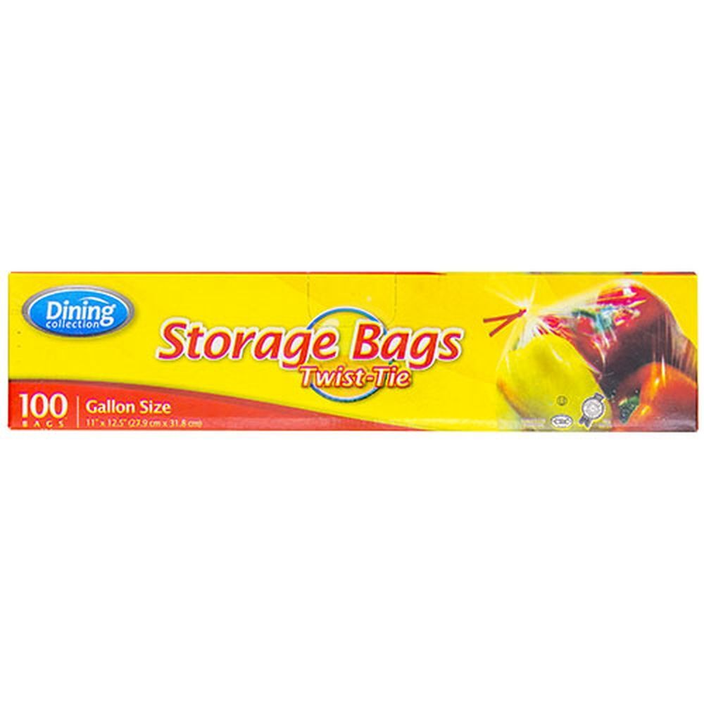 Storage Bags Twist Tie Gallon Size 100 Ct