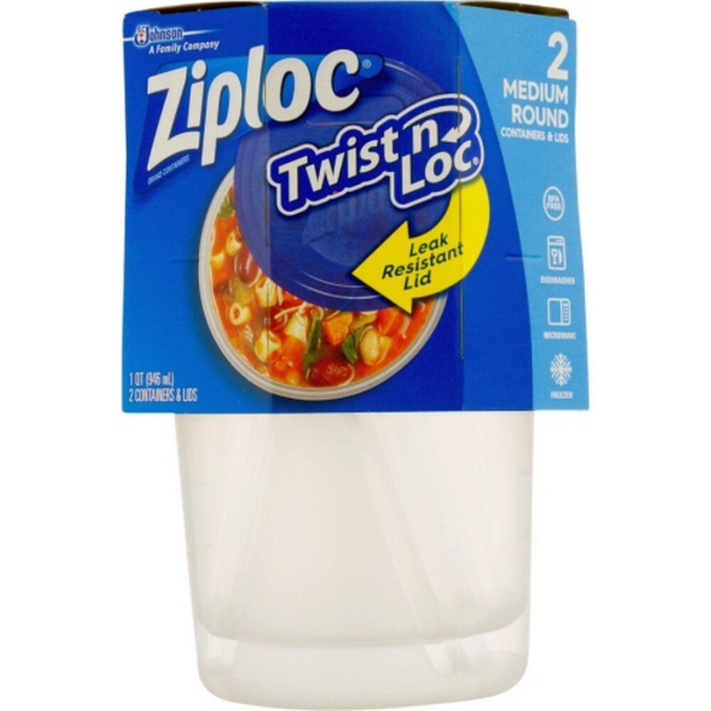 Ziploc Container Round Medium 32 Oz, 2 Ct