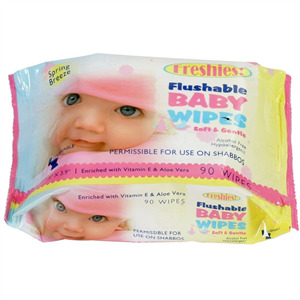 Freshies Flushable Baby Wipes, 80 Ct