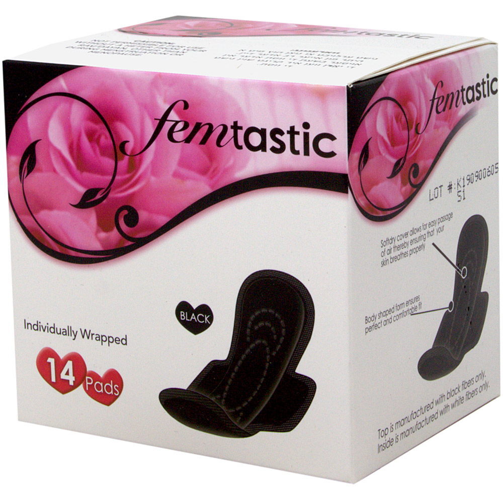 Femtastic Pantyliners Black Medium, 14 Pc