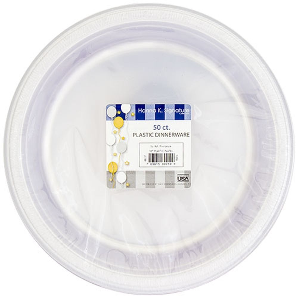 Hanna K. Plastic Plates Clear 10"", 50 Ct