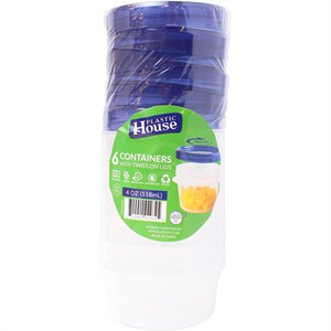 Plastic House Containers With Twist-On Lids, 6 Pc