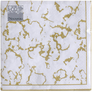 Nouveau Lunch Napkins Marble Gold, 20 Pc