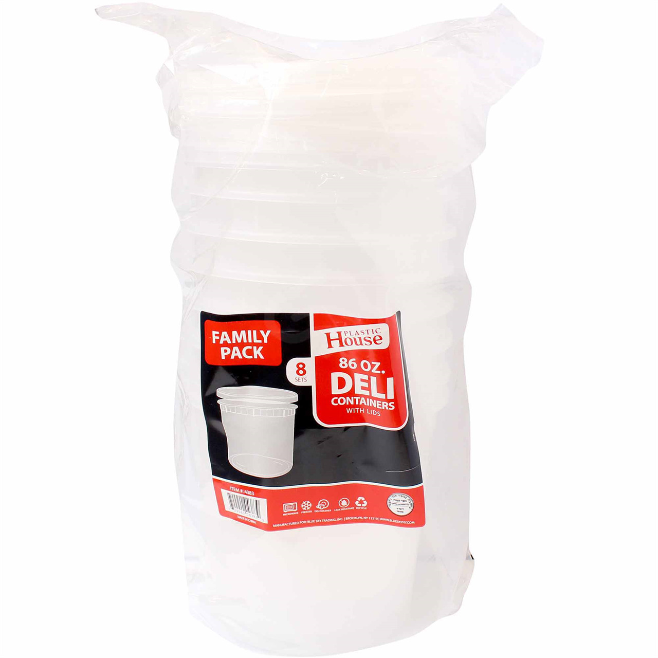 Plastic House Deli Containers W/ Lid 86 Oz, 8 Set