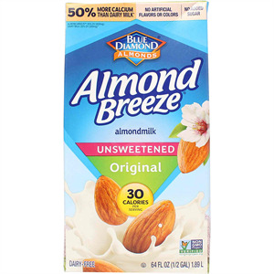 Blue Diamond Almond Breeze Original Unsweetened, 64 Oz
