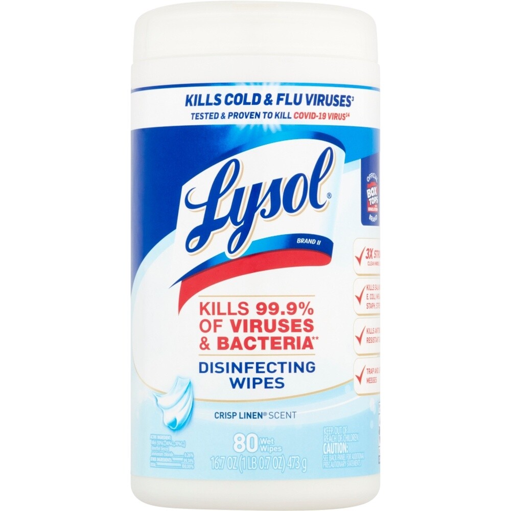 Lysol Disinfecting Wipes Crisp Lien, 80 Pck